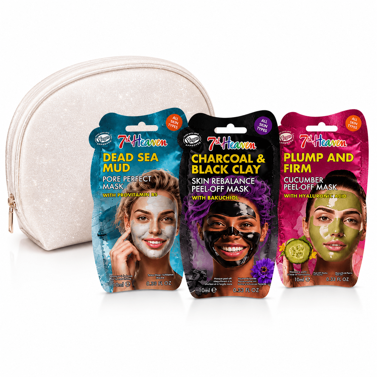7th Heaven Face Mask Bundle and Makeup Bag - 7 Skincare Masks - Give Us Beauty