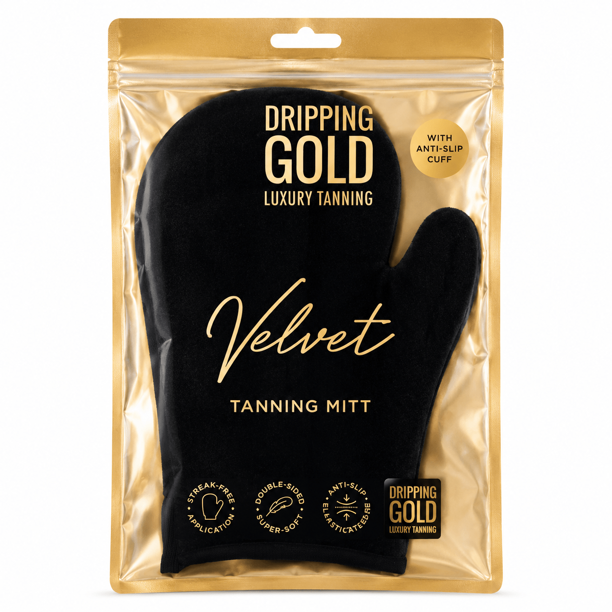 Dripping Gold Luxury Velvet Tanning Mitt - Give Us Beauty