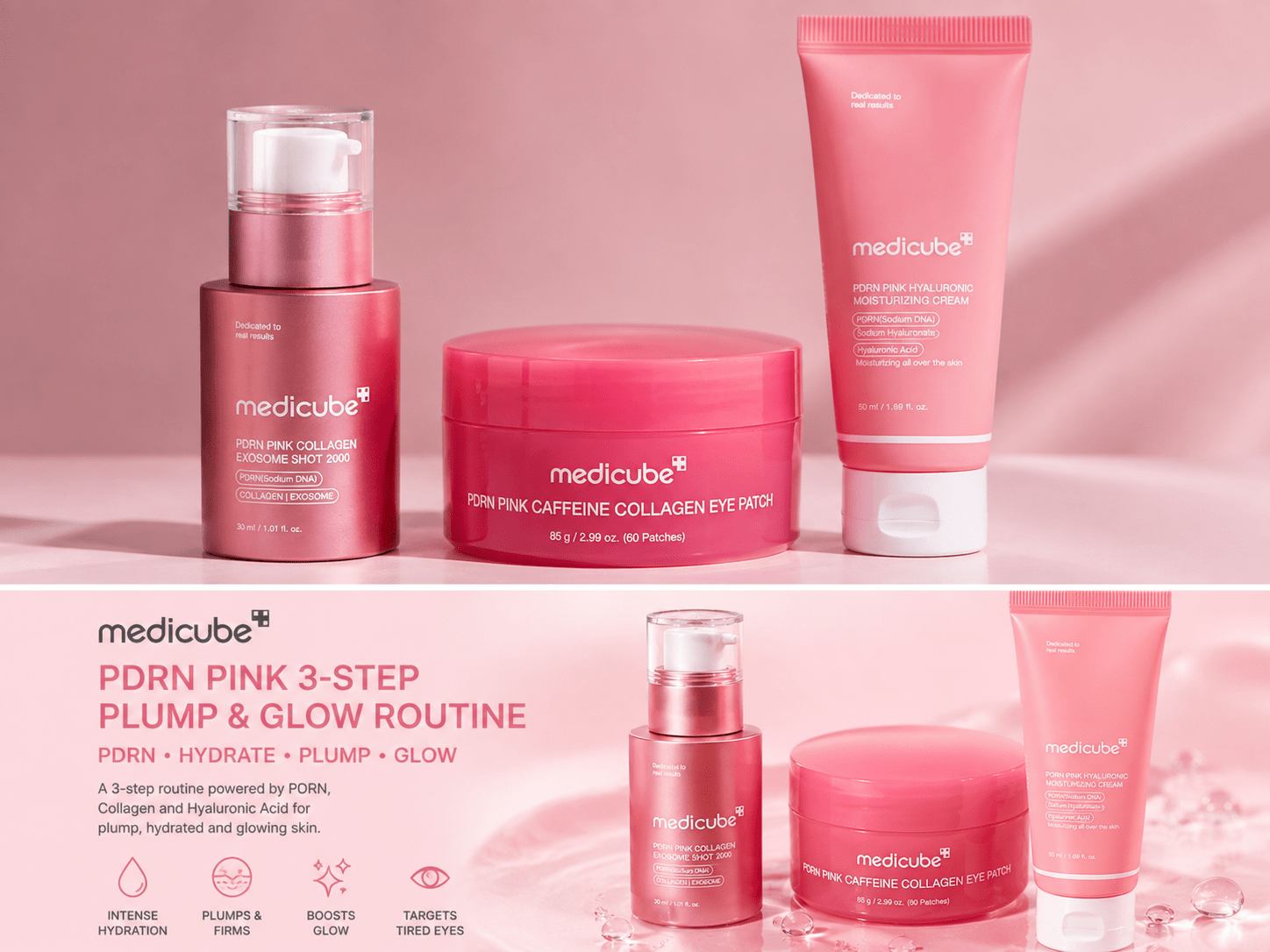 Medicube PDRN Pink 3-Step Evening Routine Plump & Glow Routine (Free Delivery) - Give Us Beauty