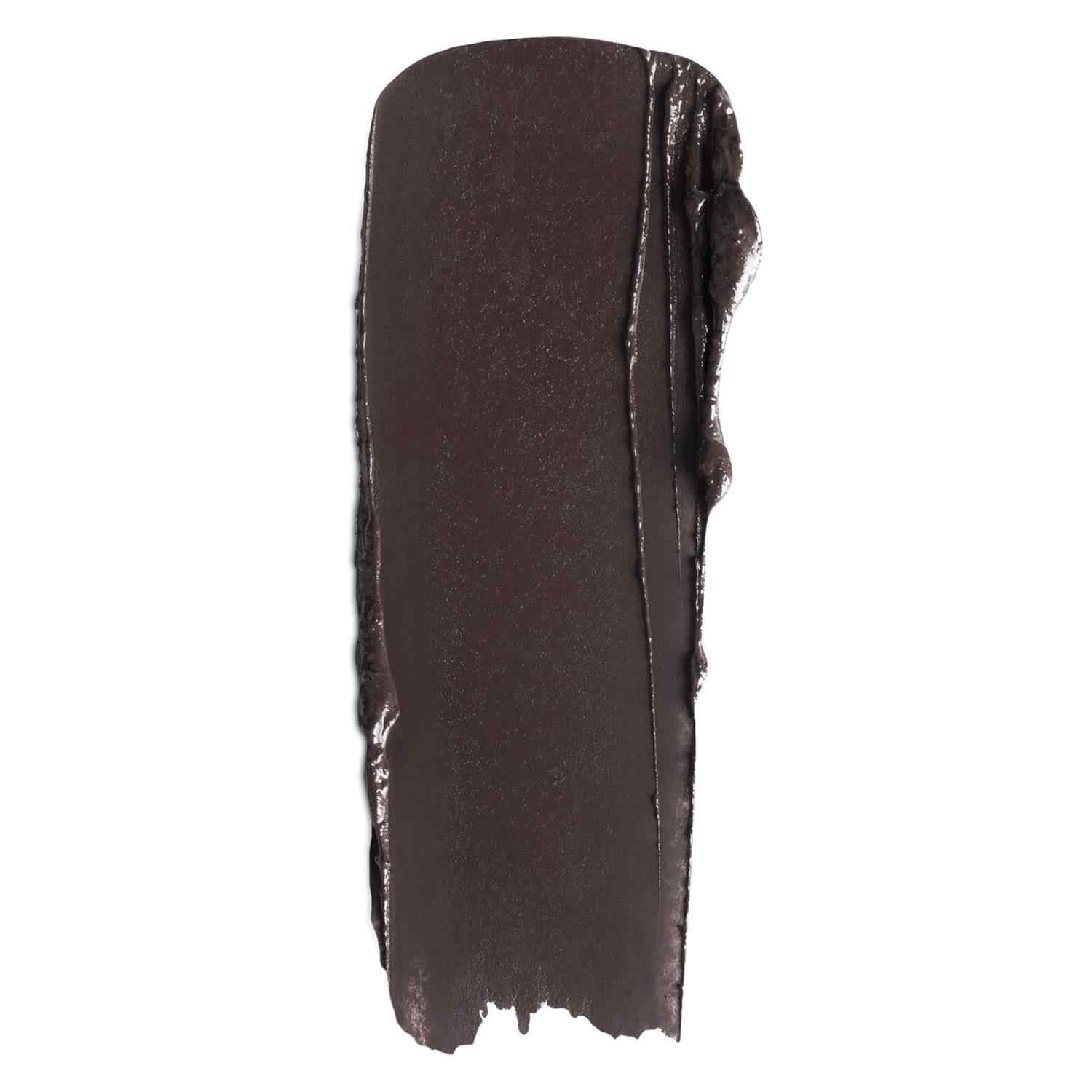 Dark brown waterproof eyeliner gel swatch by Inglot, glossy texture with smooth finish, side view on white background