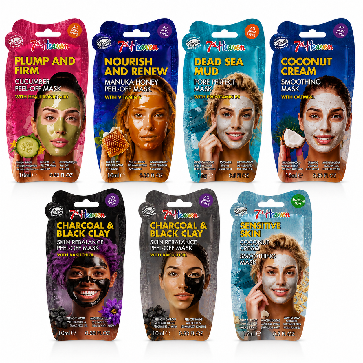 7th Heaven Face Mask Bundle and Makeup Bag - 7 Skincare Masks - Give Us Beauty