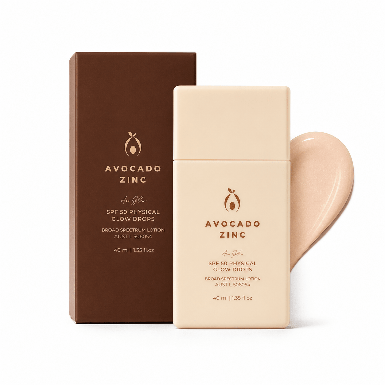 Avocado Zinc SPF 50 Physical Glow Drops – Hydrating Illuminating Sunscreen 40ml - Give Us Beauty