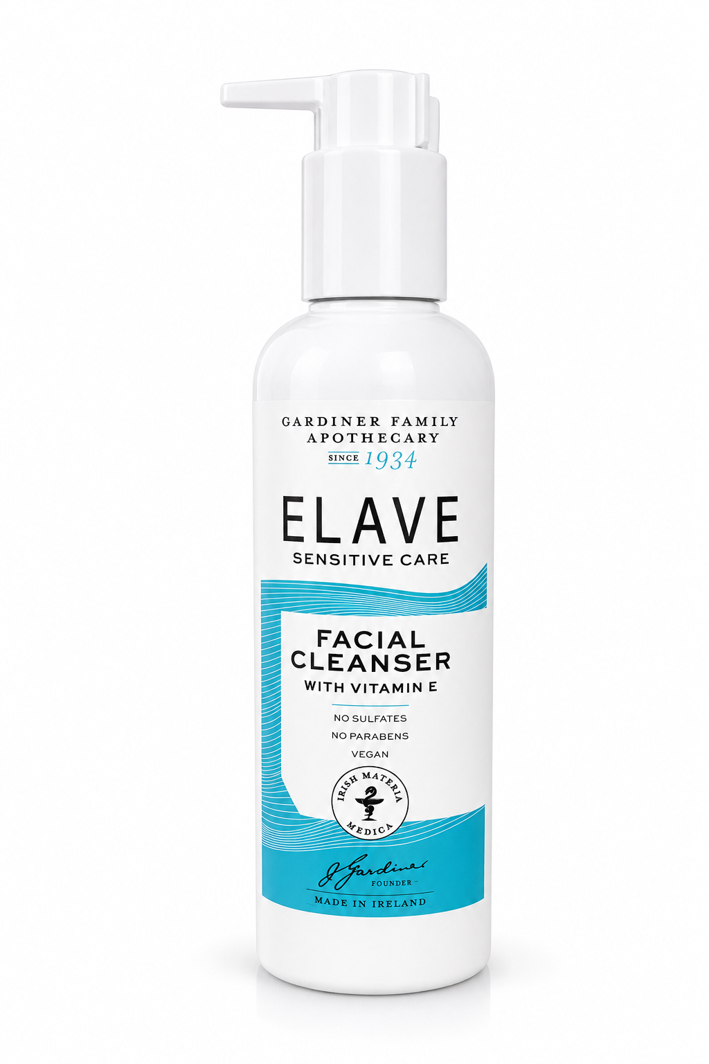 Elave facial cleanser bottle on a white background