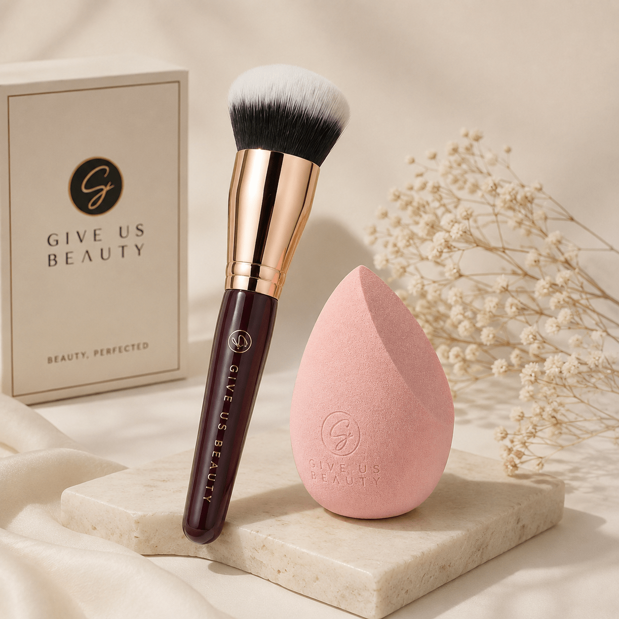 Give Us Beauty Complexion Duo | Foundation Brush & Makeup Sponge - Give Us Beauty