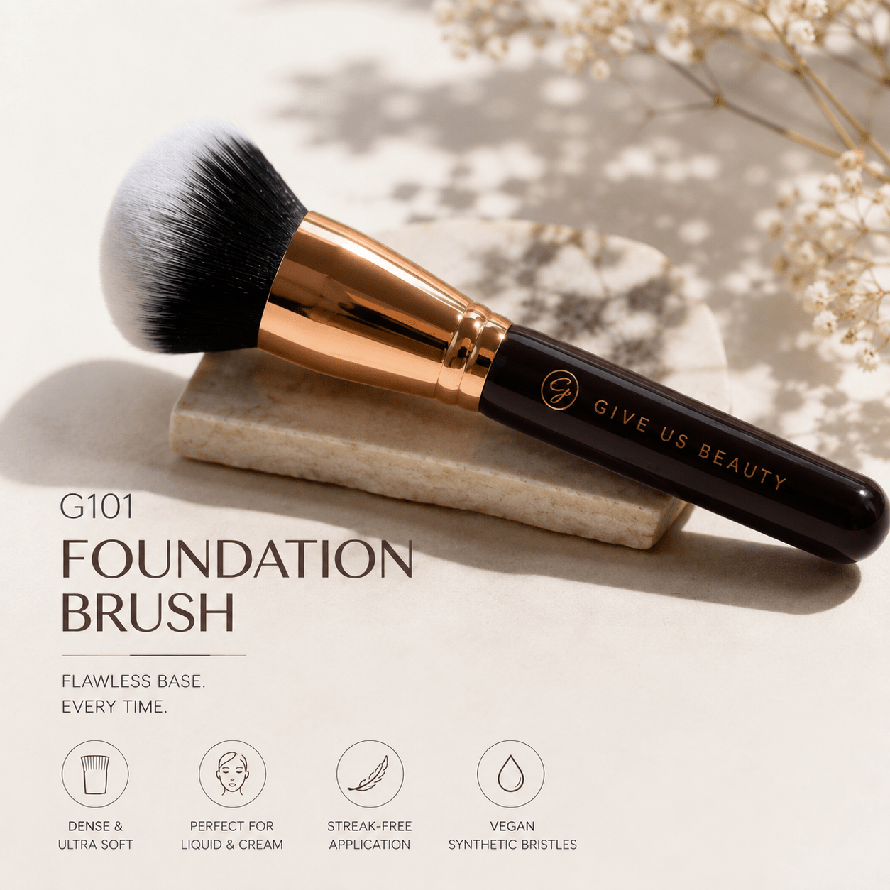 Give Us Beauty G101 Foundation Brush | Professional Makeup Brush for Flawless Foundation - Give Us Beauty