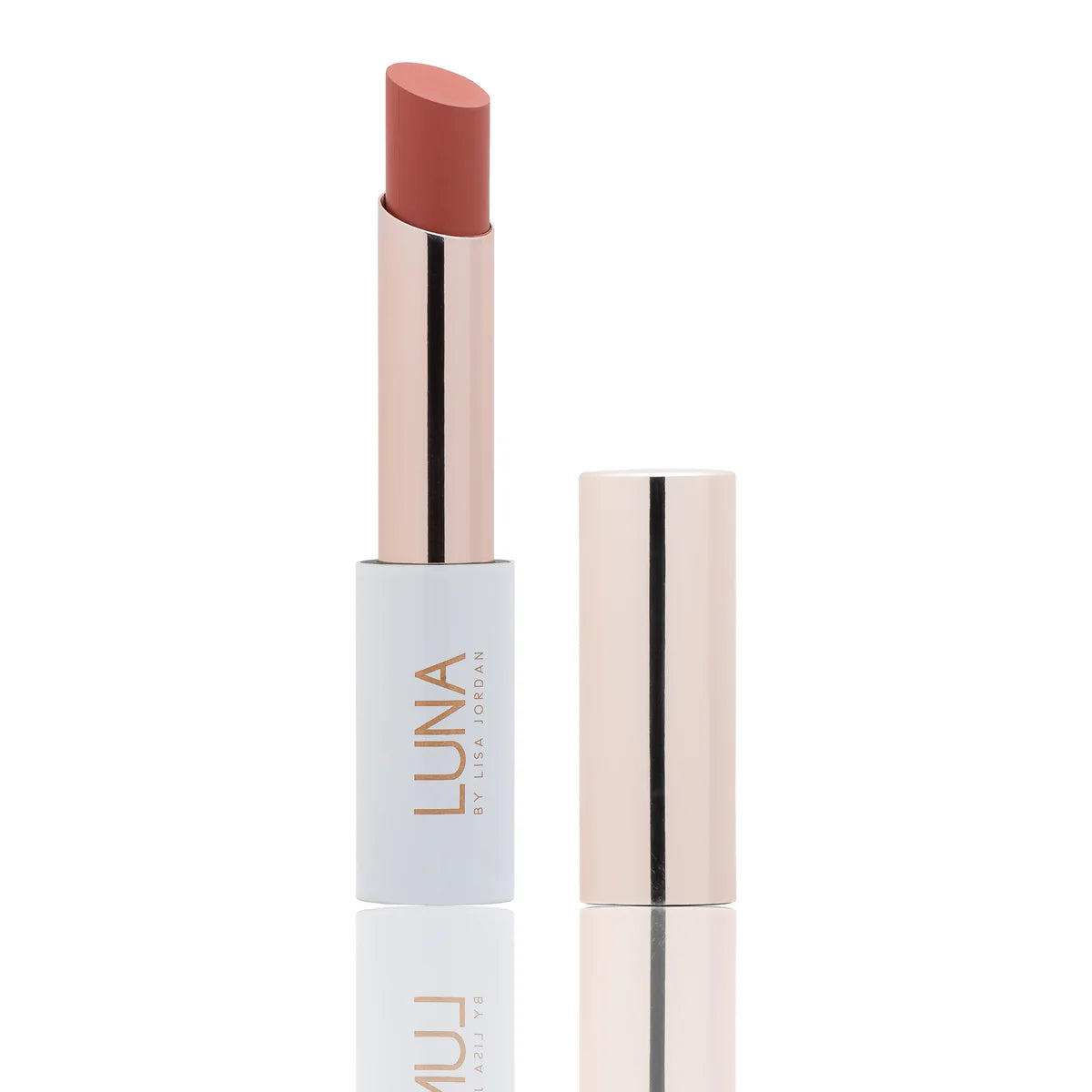Luna lipstick with case on a white background