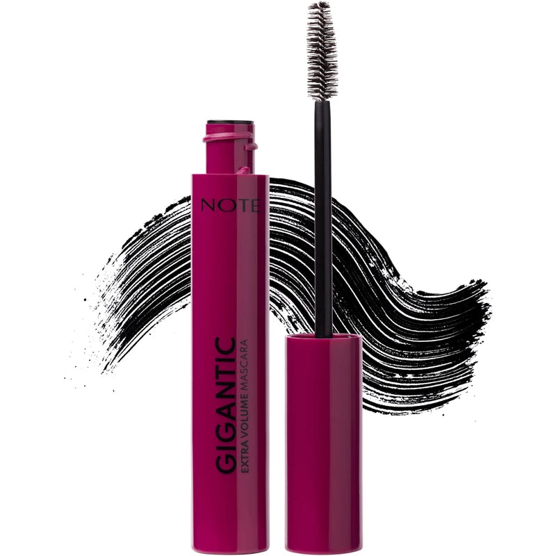 Shop NOTE Gigantic Mascara for bold volume, length and definition. The oversized brush delivers fuller-looking lashes with a long-lasting finish.